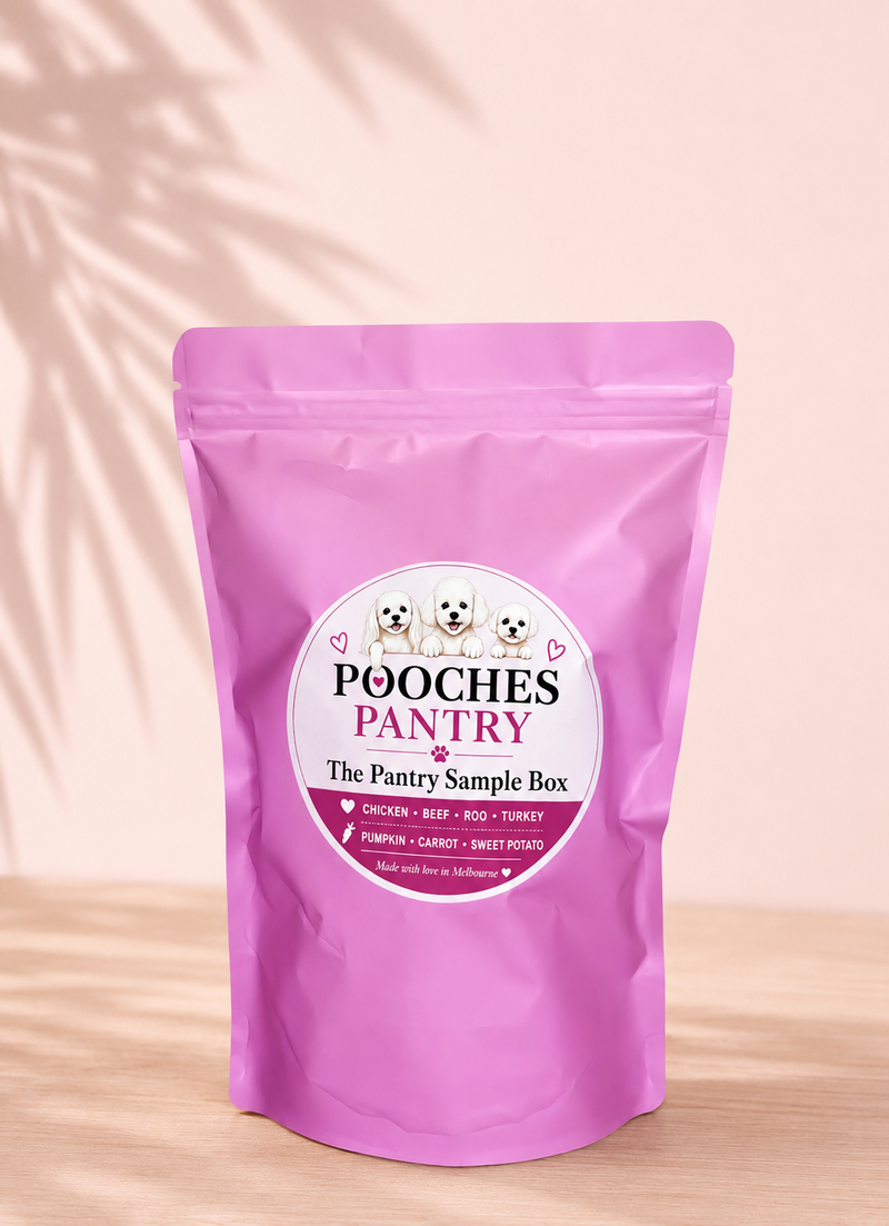 The Pantry Sample Box — sampler of all four Pooches Pantry proteins