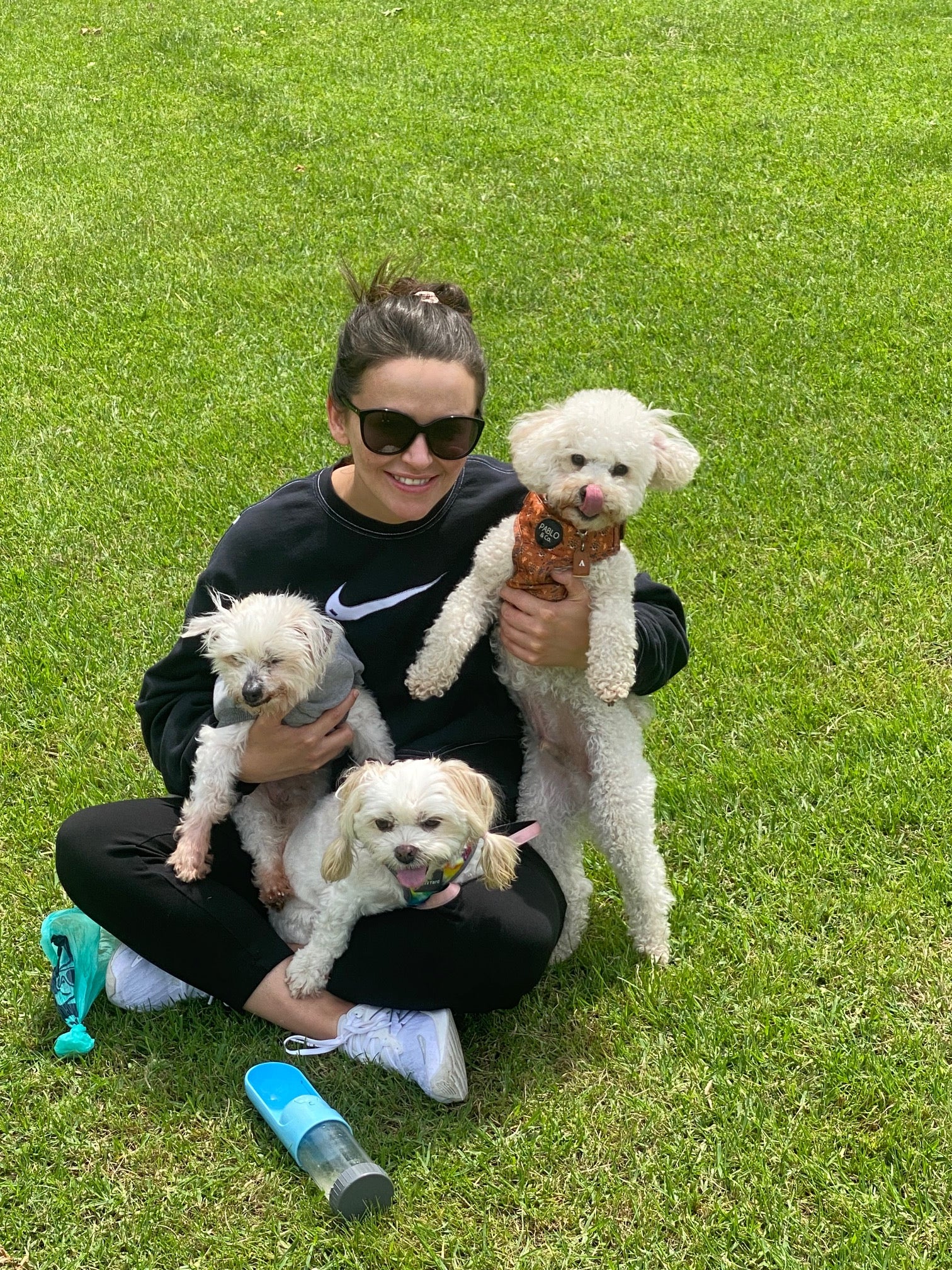 Ajla and Sam with their dogs
